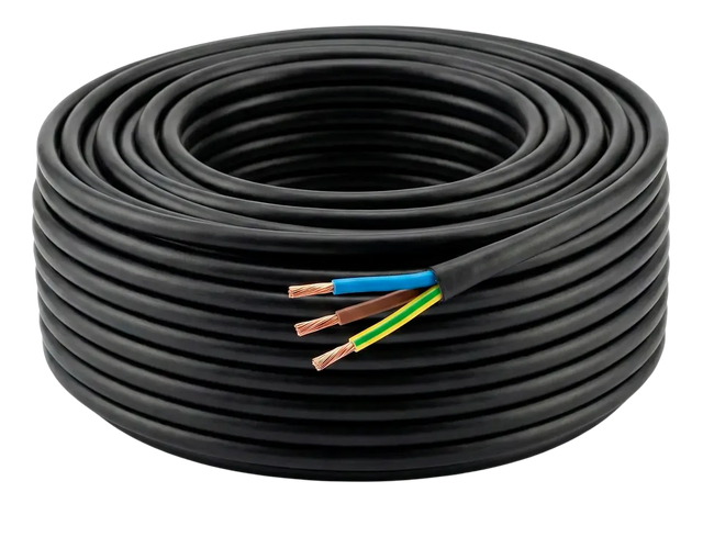 Rolo de 100M Cabo PP 3X1,50 MM Preto 100% Cobre - KBC
