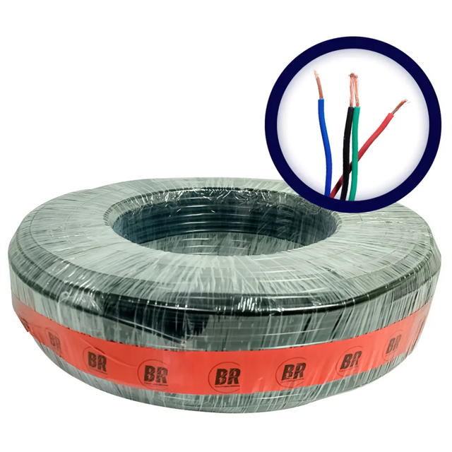 Rolo de 100M Cabo PP 4X2,50 MM Preto 100% Cobre - Br Cabos
