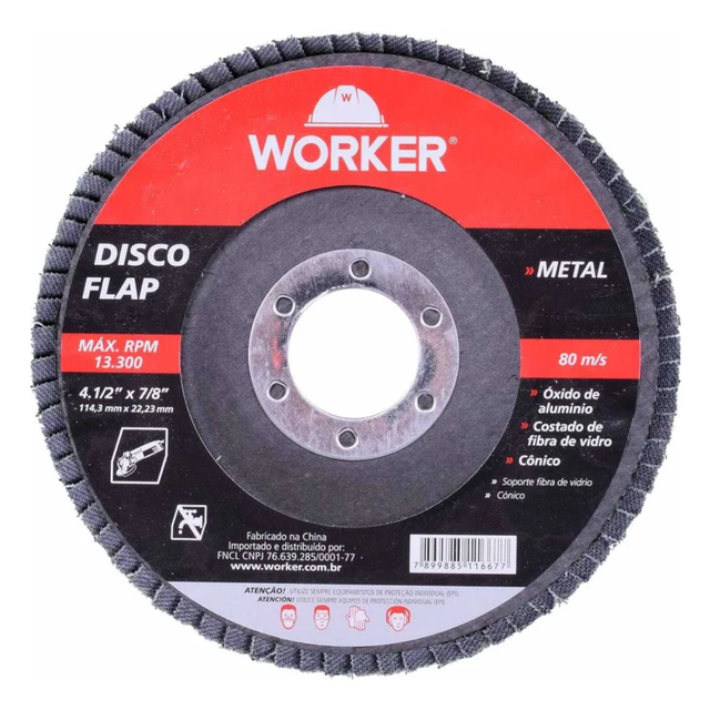 Disco Flap Curvo G40 115x22,2mm Metal - Worker