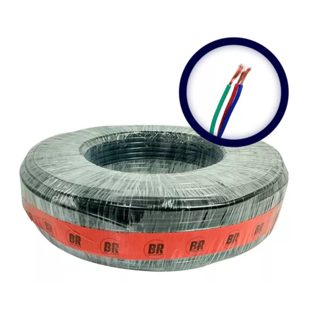 Rolo de 100M Cabo PP 5X2,50 MM Preto 100% Cobre - Br Cabos