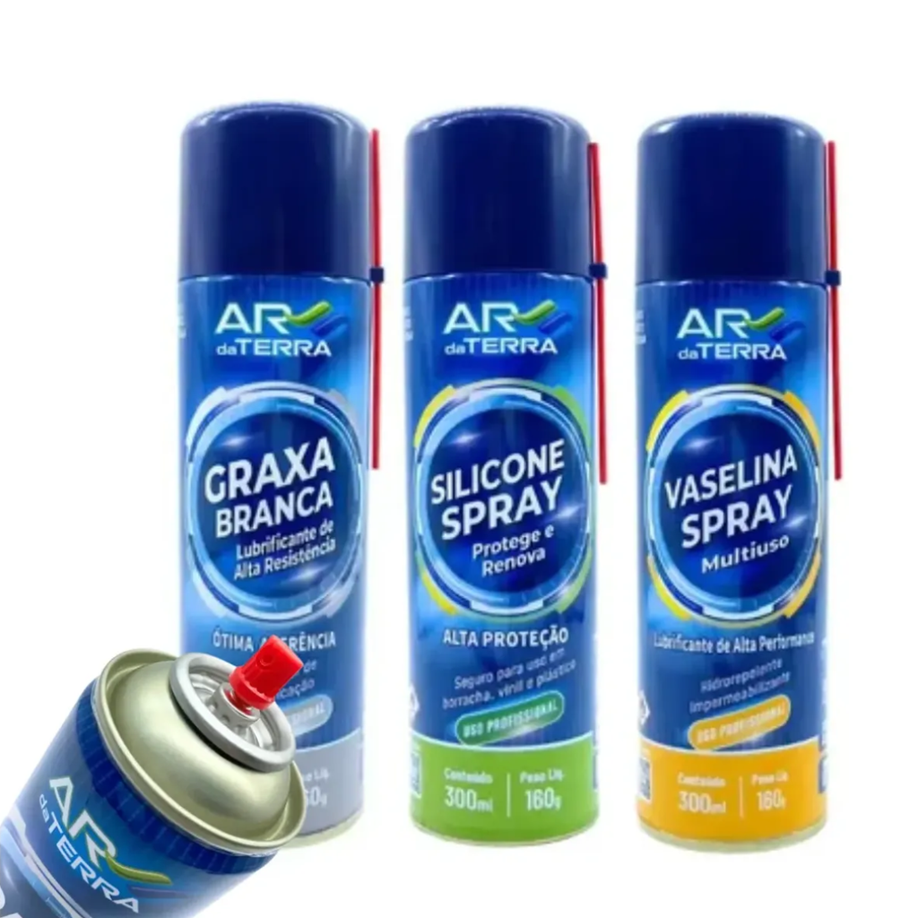 KIT graxa/vaselina/Silicone/Limpa contato Aerossol 300ML - Ar da Terra