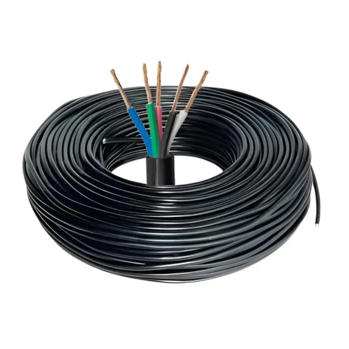 Rolo de 100M Cabo PP 5X1,50 MM Preto 100% Cobre - Br Cabos