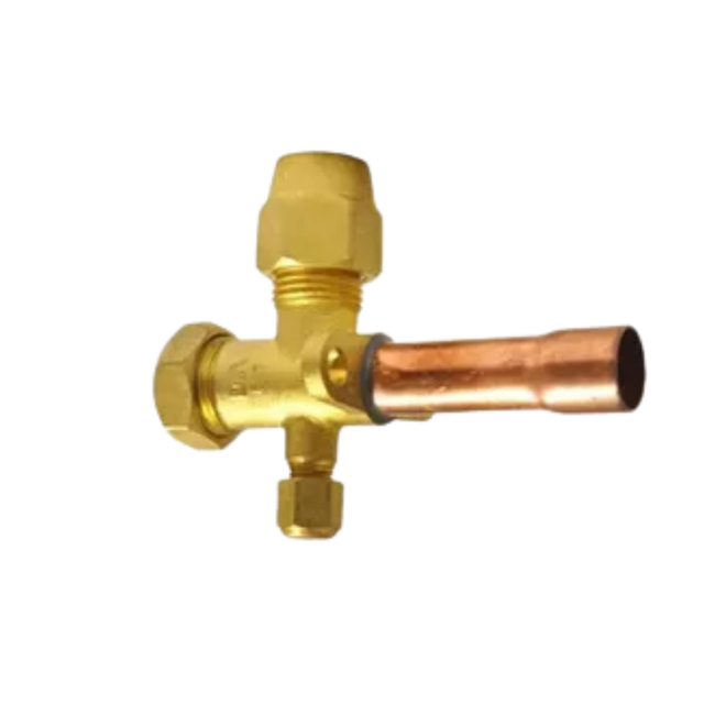 Válvula Serviço 3/4 Ar Split C/Acesso 1/4 Sae tipo Schrader para Carga Gás