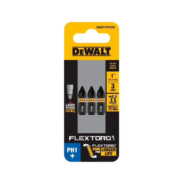 Ponta Phillips #1 Flextorq 1 3 Peças -  Dewalt