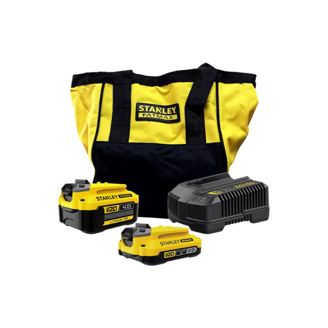 Kit 2 Baterias 20v 2ah E 4ah + Carregador e Bolsa  -  Stanley