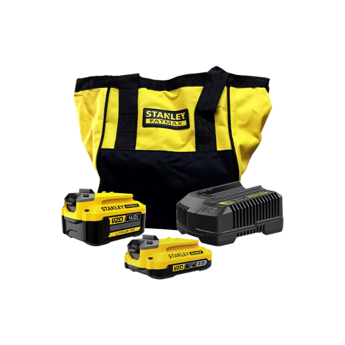 Kit 2 Baterias 20v 2ah E 4ah + Carregador e Bolsa  -  Stanley