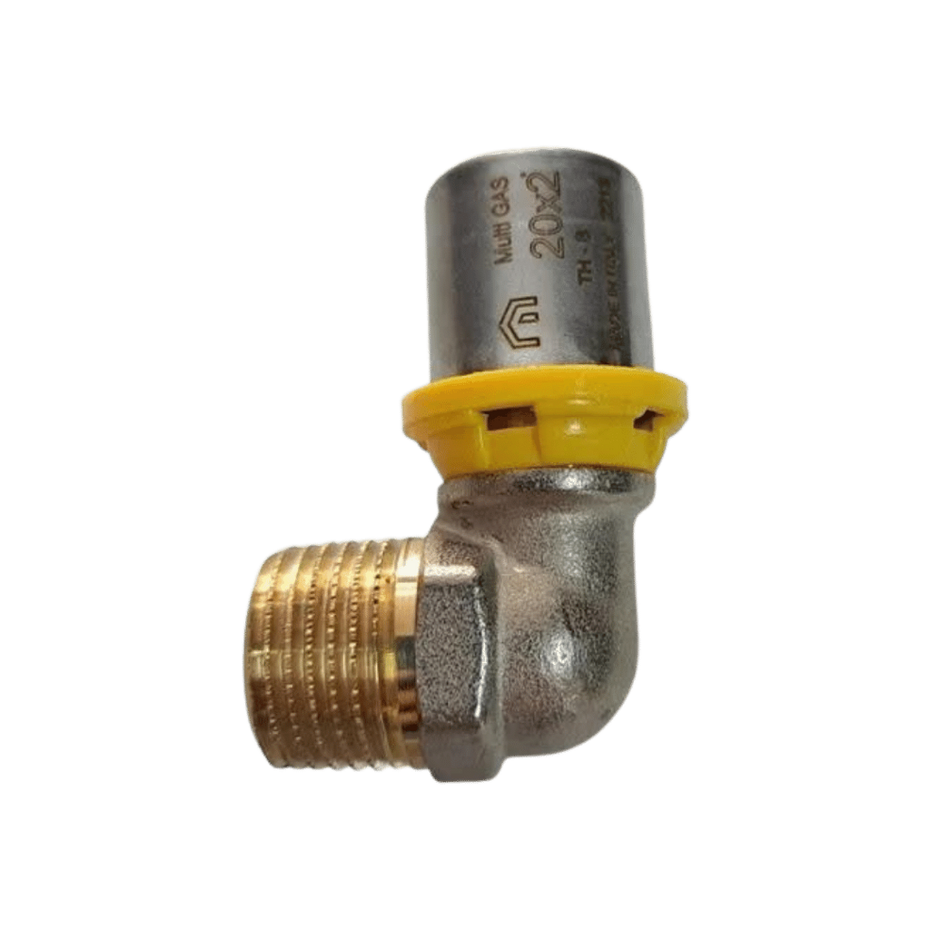 Cotovelo Macho p/ Gás 16mm x 1/2 Prensar (Multicamada)  - EMMETI