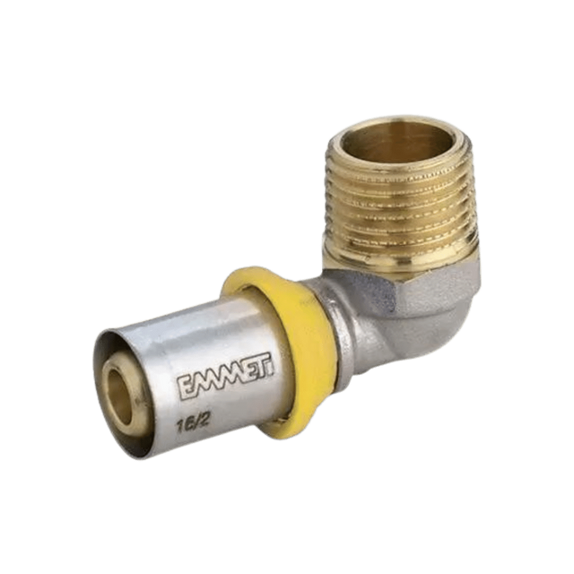 Cotovelo Macho p/ Gás 16mm x 1/2 Prensar (Multicamada)  - EMMETI