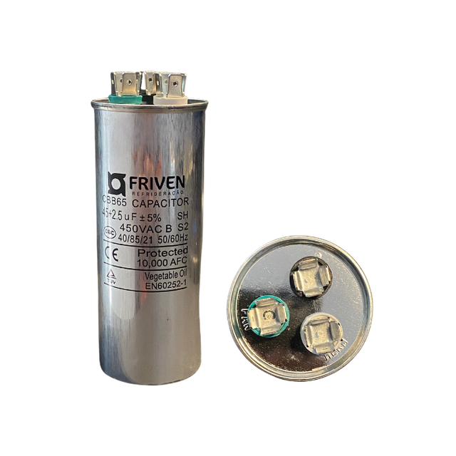 Capacitor Duplo 45+2,5Uf 450VAC - Friven