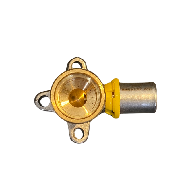 Cotovelo 90° Base Fixa c/ Flange p/ Gás 16mm x 1/2 Prensa ( Multicamada )  - EMMETI