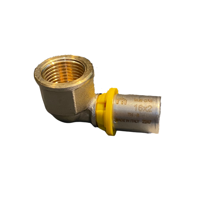 Cotovelo Fêmea p/ Gás 1/2 x 16mm Prensar (Multicamada) - EMMETI