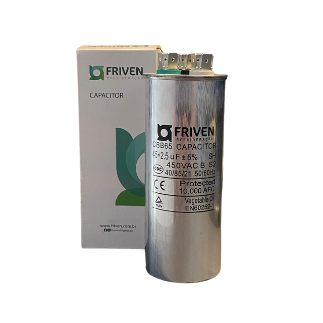 Capacitor Duplo 45+2,5Uf 450VAC - Friven