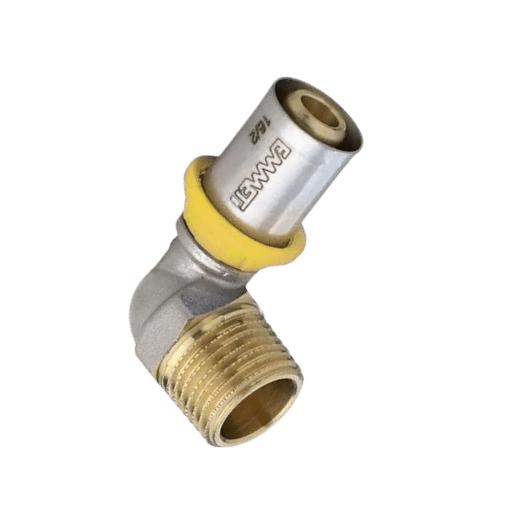 Cotovelo Macho p/ Gás 16mm x 1/2 Prensar (Multicamada)  - EMMETI