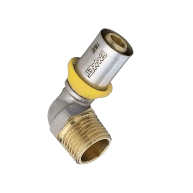 Cotovelo Macho p/ Gás 16mm x 1/2 Prensar (Multicamada)  - EMMETI