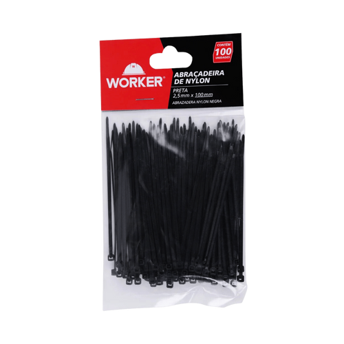 Abracadeira Nylon 2;5X100mm PR 100pcs - WORKER