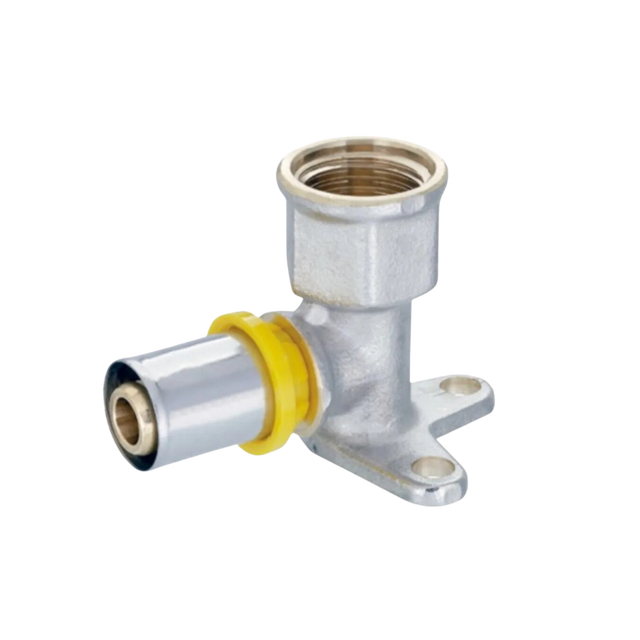 Cotovelo 90° Base Fixa c/ Flange p/ Gás 16mm x 1/2 Prensa ( Multicamada )  - EMMETI