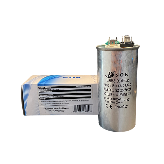 Capacitor duplo 40+3uf 380VAC - SOK