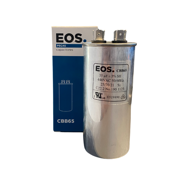 Capacitor 55 MFD 440VAC C/ Terminal 37x20 Corpo Alumínio - EOS